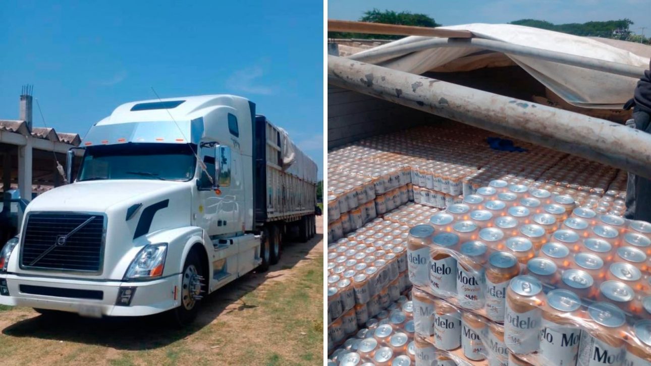 Decomisan tráiler con ‘cerveza Corona pirata’ en Oaxaca